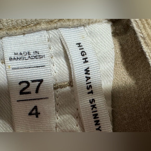 LOFT High Waist Skinny Corduroy Pants Cool Sand Size 27/4 - Picture 9 of 9